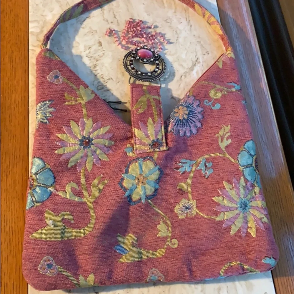 Boho Hippie Shoulder Purse Flowers & Sequins & Beads